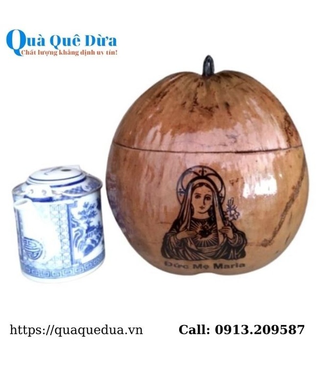 Vỏ Ủ Bình Trà Trái Dừa Hình "Đức Mẹ" Và Bình Trà 400 - 950ml