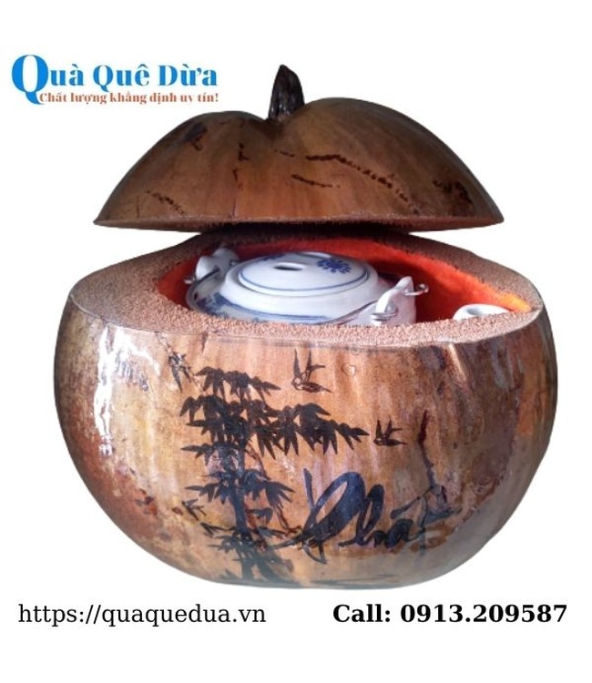 Vỏ Ủ Bình Trà Trái Dừa Hoa Văn Lồng Chữ Phát Và Bình Trà 400 - 950ml